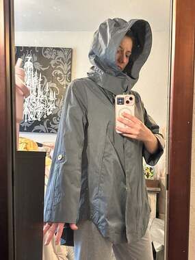 Ciao Milano Savina Water Resistant A-Line Anorak Rain Jacket with Removable Hood